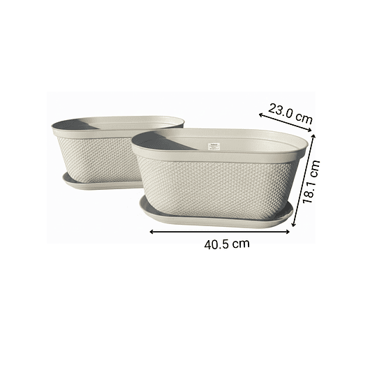 Maceta Plástica X2 Und Jardinera X40cm Largo + Plato 6