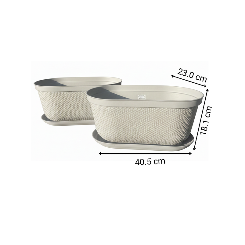 Maceta Plástica x2 Unidades Jardinera x40cm Largo más Plato 6