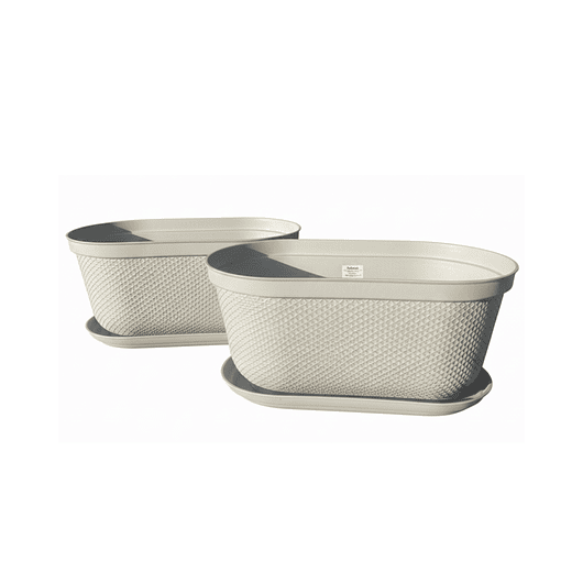 Maceta Plástica X2 Und Jardinera X40cm Largo + Plato 5