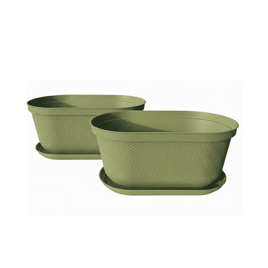 Maceta Plástica X2 Und Jardinera X40cm Largo + Plato 3