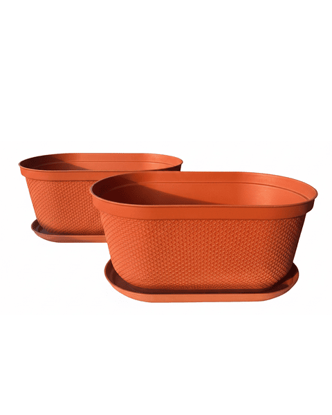 Maceta Plástica x2 Unidades Jardinera x40cm Largo más Plato