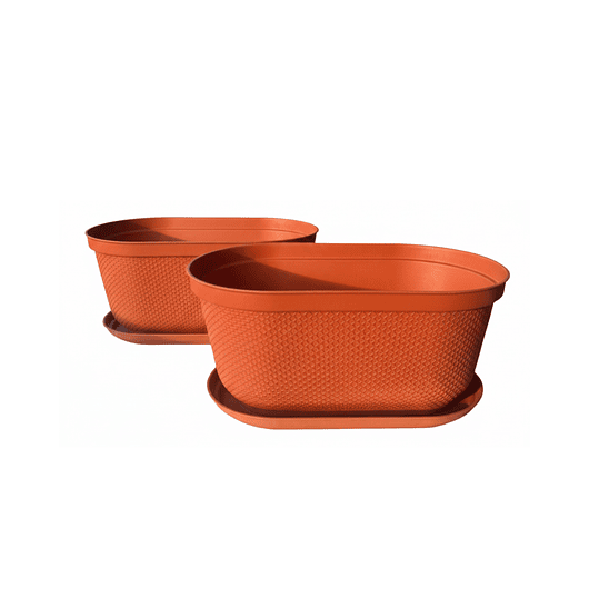 Maceta Plástica X2 Und Jardinera X40cm Largo + Plato 1