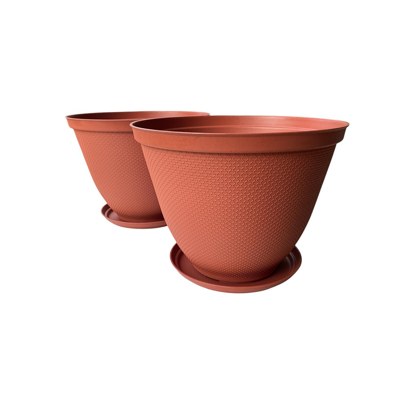 Maceta Plástica De Plantas x2 Unidades 35cm Diámetro más Plato 1