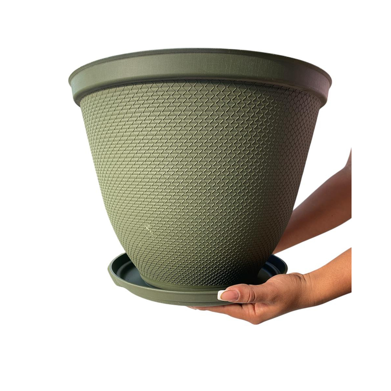 Maceta Plástica De Plantas x2 Unidades 35cm Diámetro más Plato 6