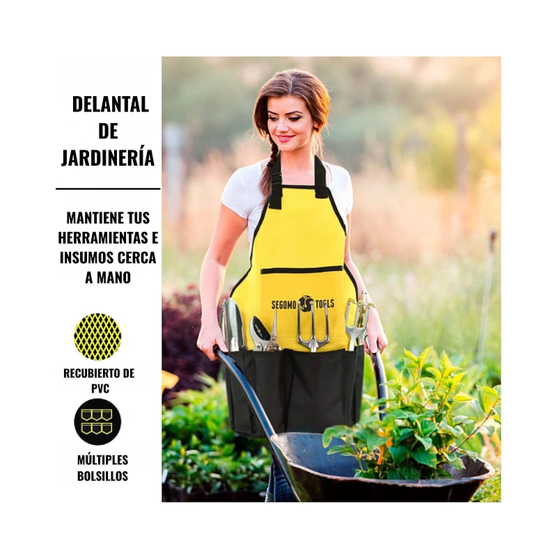 Juego Herramientas de Jardíneria Con Delantal y Bolsa Organizadora 3