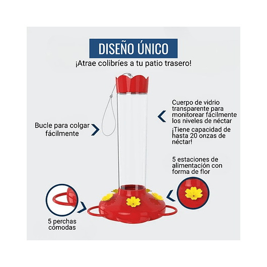 Bebedero Colibries Aves en Vidrio Colgante  x20oz Gran Capacidad 4