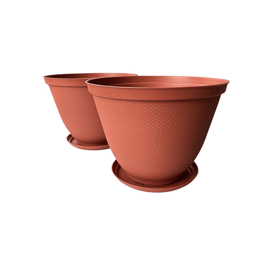 Maceta Plástica De Plantas x2 Unidades 30cm Diámetro más Plato 1