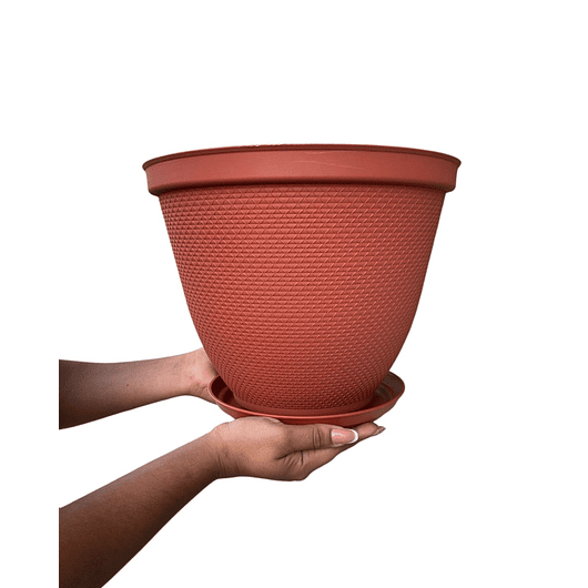 Maceta Plástica De Plantas x2 Unidades 30cm Diámetro más Plato 7