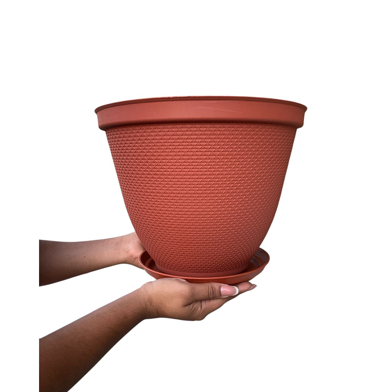 Maceta Plástica De Plantas x2 Unidades 30cm Diámetro más Plato 7