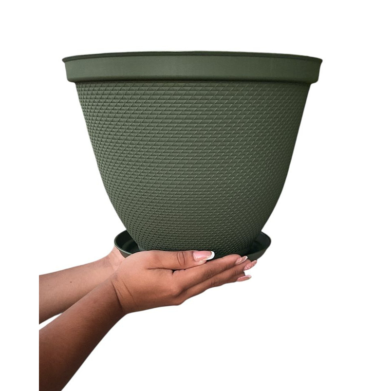 Maceta Plástica De Plantas x2 Unidades 30cm Diámetro más Plato 8