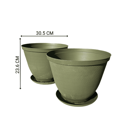 Maceta Plástica De Plantas x2 Unidades 30cm Diámetro más Plato 4