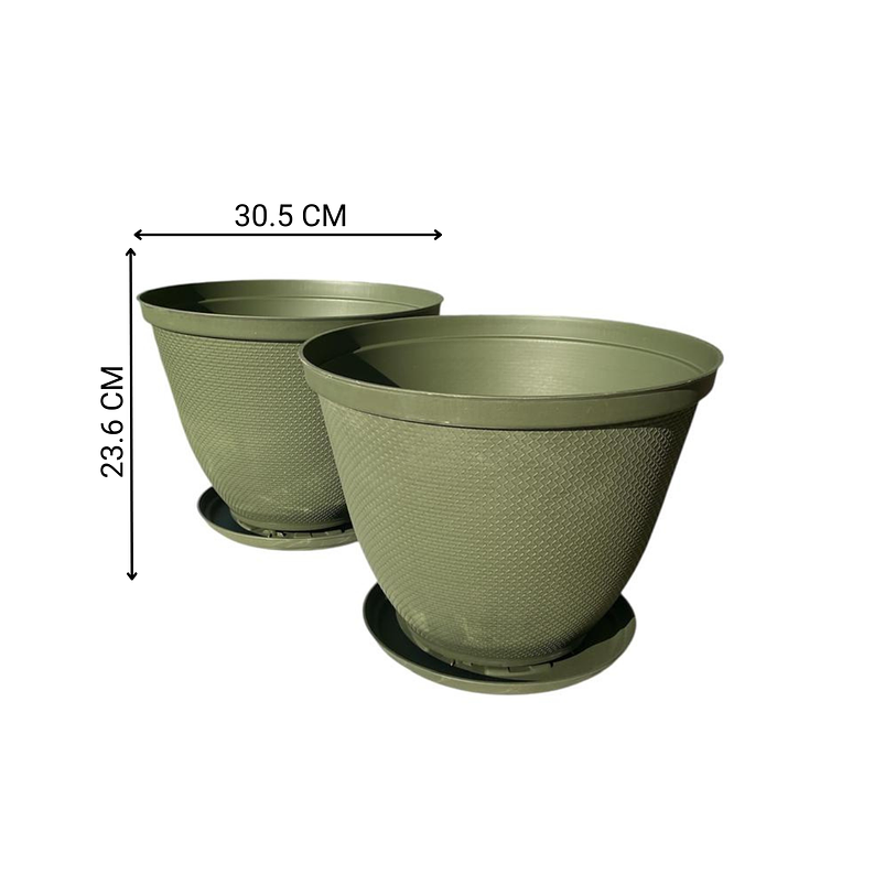 Maceta Plástica De Plantas x2 Unidades 30cm Diámetro más Plato 4