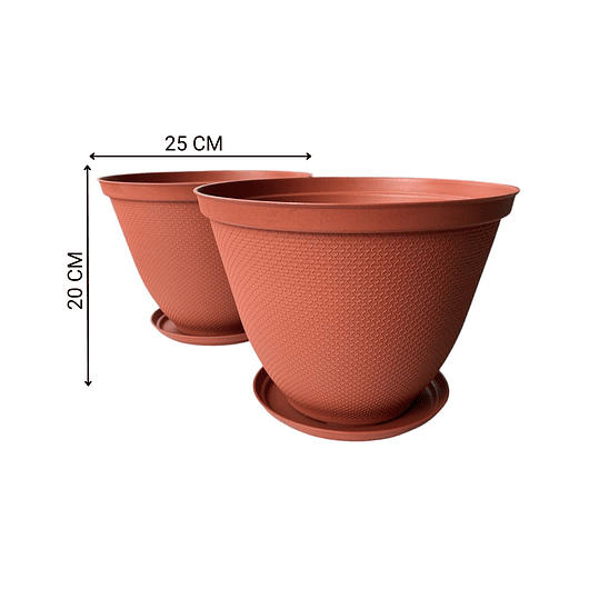 Maceta Plástica De Plantas x2 Unidades 25cm Diámetro más Plato 2
