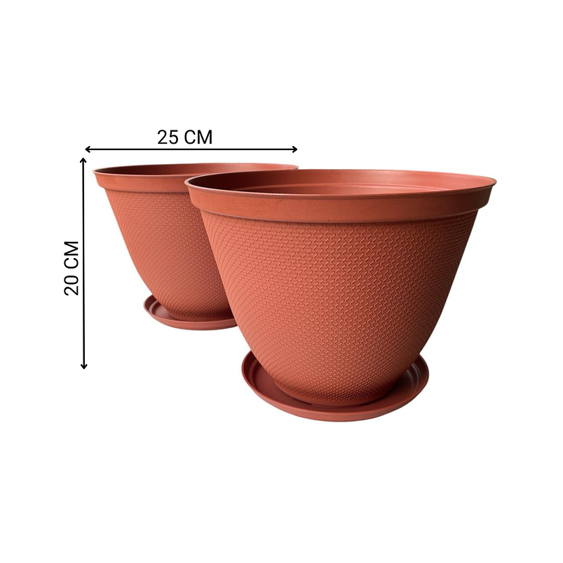Maceta Plástica De Plantas x2 Unidades 25cm Diámetro más Plato 2