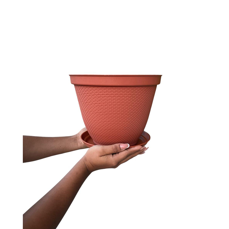 Maceta Plástica De Plantas x2 Unidades 25cm Diámetro más Plato 7