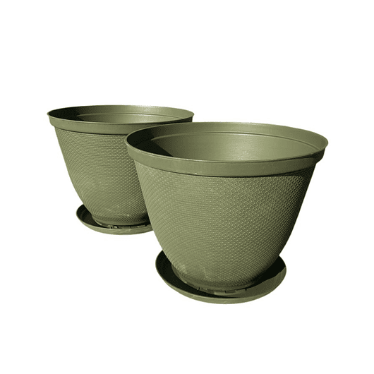 Maceta Plástica De Plantas x2 Unidades 25cm Diámetro más Plato 3