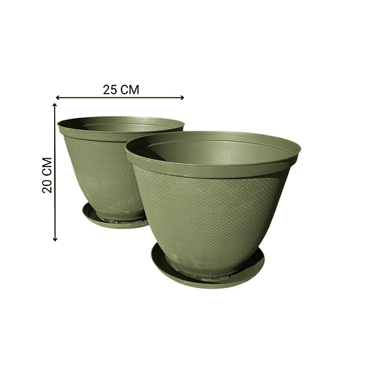 Maceta Plástica De Plantas x2 Unidades 25cm Diámetro más Plato 4