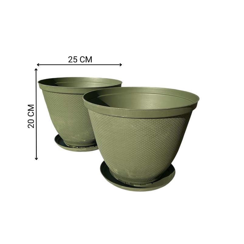 Maceta Plástica De Plantas x2 Unidades 25cm Diámetro más Plato 4