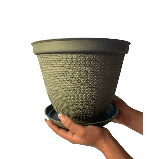 Maceta Plástica De Plantas x2 Unidades 25cm Diámetro más Plato 8