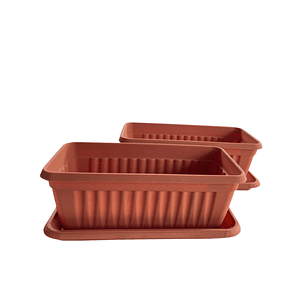 Maceta Plástica Rectangular x 2 Unidades de 45 centímetros Largo Más Plato
