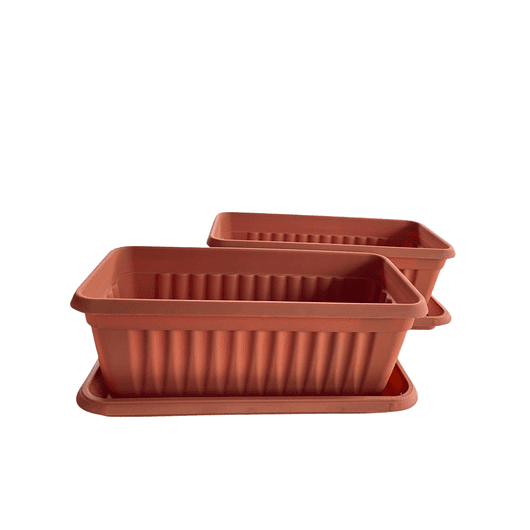 Maceta Plástica Rectangular x 2 Unidades de 45 centímetros Largo Más Plato 1