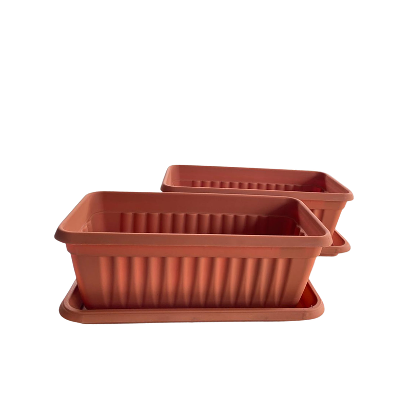 Maceta Plástica Rectangular x 2 Unidades de 45 centímetros Largo Más Plato 1