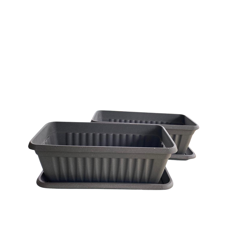 Maceta Plástica Rectangular x 2 Unidades de 45 centímetros Largo Más Plato 3