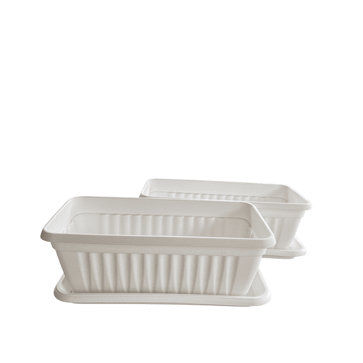 Maceta Plástica Rectangular x 2 Unidades de 45 centímetros Largo Más Plato 4