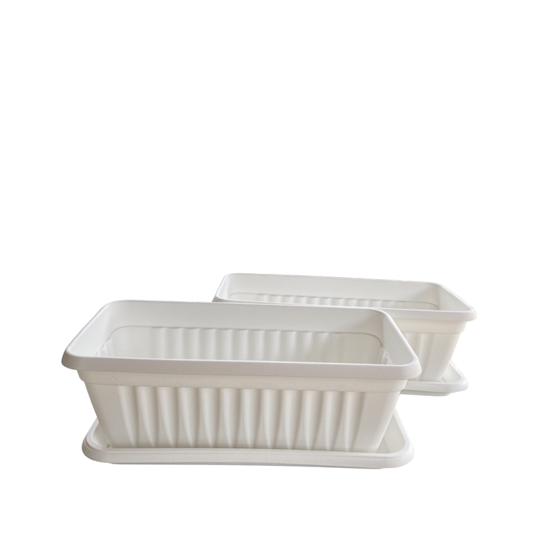 Maceta Plástica Rectangular x 2 Unidades de 45 centímetros Largo Más Plato 4