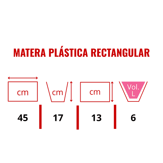 Maceta Plástica Rectangular De 45 centímetros Largo Más Plato 11