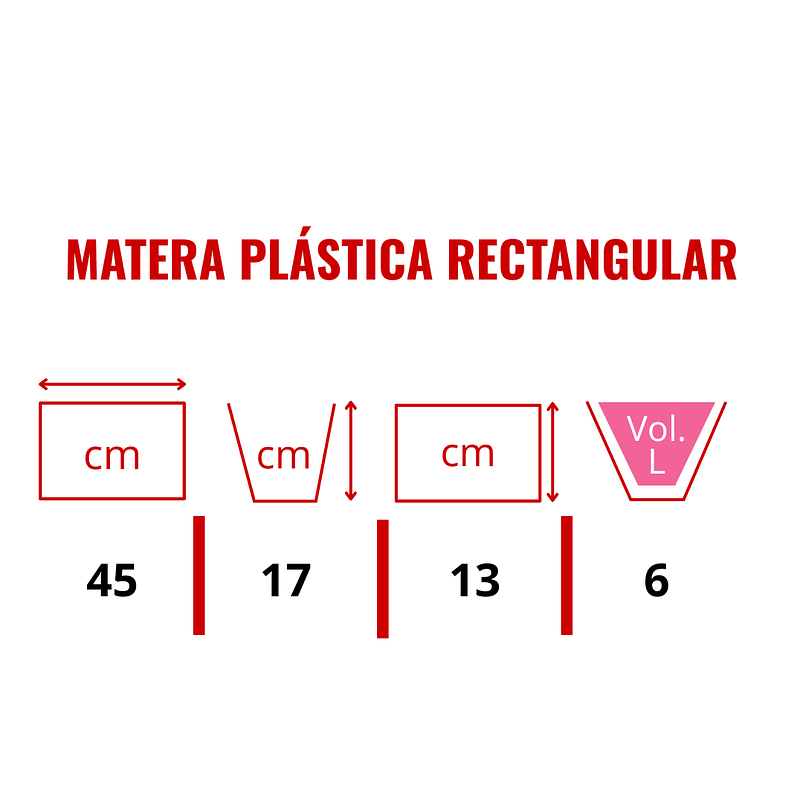 Maceta Plástica Rectangular De 45 centímetros Largo Más Plato 11