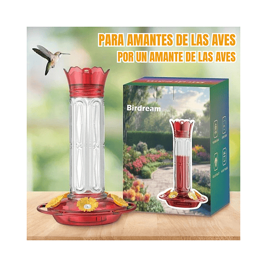 Bebedero Aves Colibríes Plástico De Jardín Colgante x600ml 8