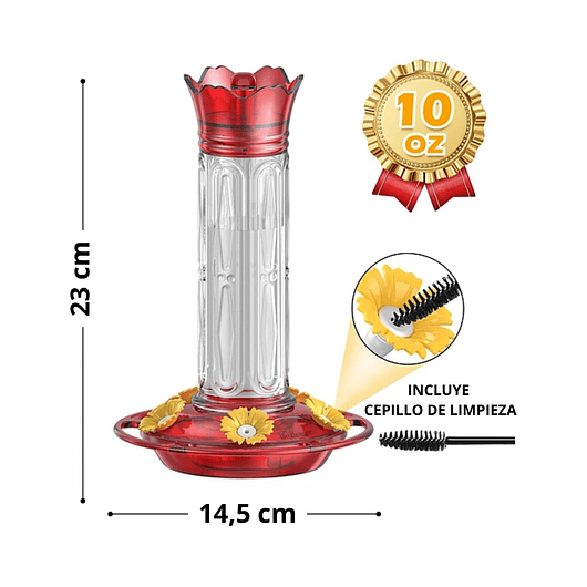 Bebedero Aves Colibríes Plástico De Jardín Colgante x600ml 9