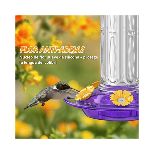 Bebedero Aves Colibríes Plástico De Jardín Colgante x600ml 11