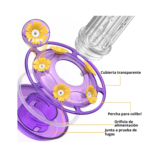 Bebedero Aves Colibríes Plástico De Jardín Colgante x600ml 12