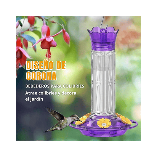 Bebedero Aves Colibríes Plástico De Jardín Colgante x600ml 14