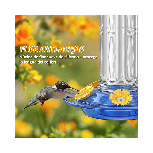 Bebedero Aves Colibríes Plástico De Jardín Colgante x600ml 16