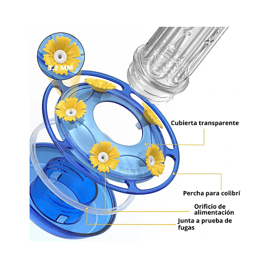 Bebedero Aves Colibríes Plástico De Jardín Colgante x600ml 17