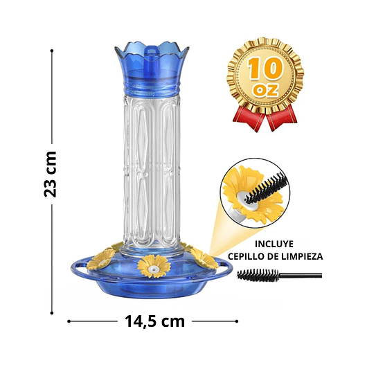 Bebedero Aves Colibríes Plástico De Jardín Colgante x600ml 18