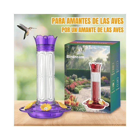 Bebedero Aves Colibríes Plástico De Jardín Colgante x600ml 19