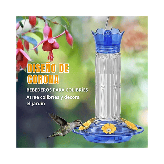 Bebedero Aves Colibríes Plástico De Jardín Colgante x600ml 20