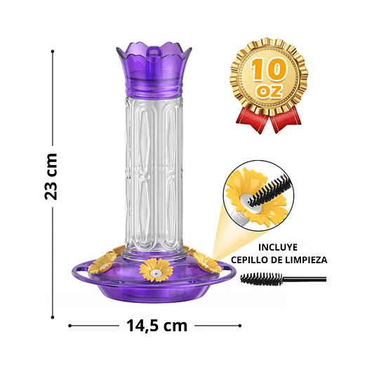 Bebedero Aves Colibríes Plástico De Jardín Colgante x600ml 21
