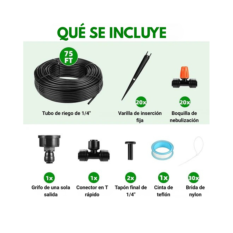Kit De Sistema De Riego De Jardín De 22 Metros Nebulización 2