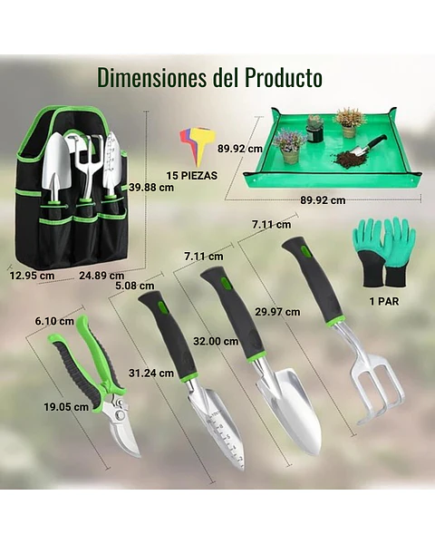 Juego Esencial De Herramientas De Jardinería Huerto y Cultivo en Aluminio