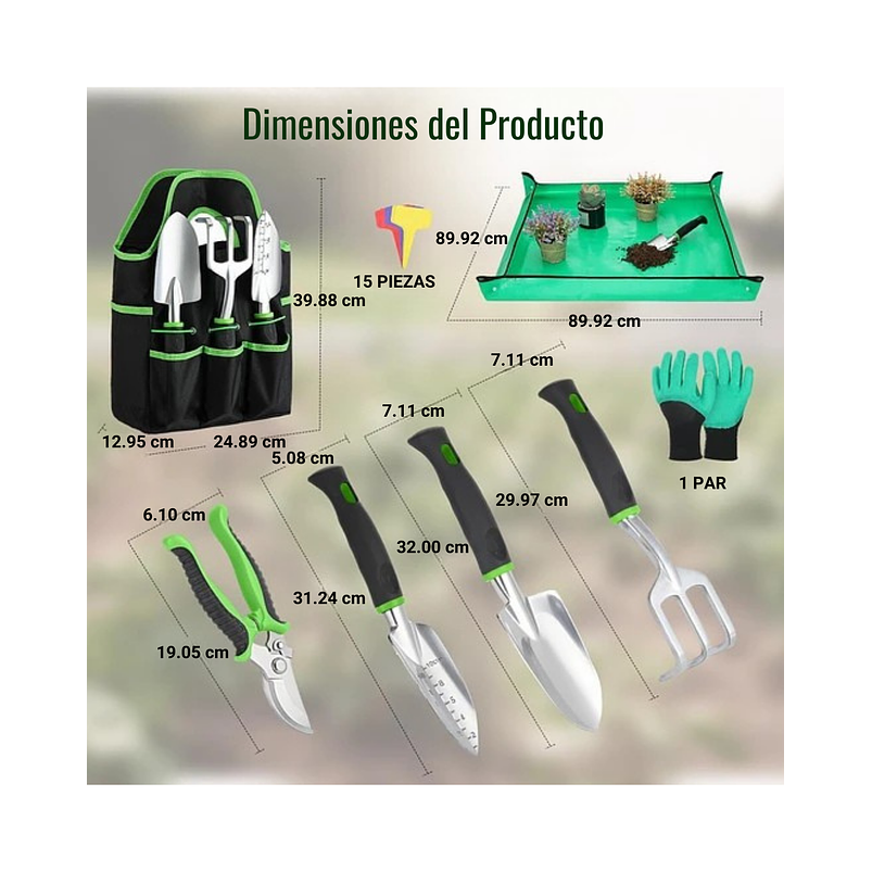 Juego De Herramientas De Jardinería x8 Unidades Antideslizantes 2