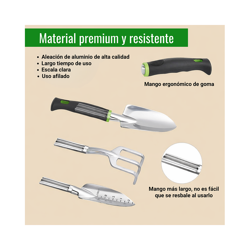 Juego De Herramientas De Jardinería x8 Unidades Antideslizantes 3