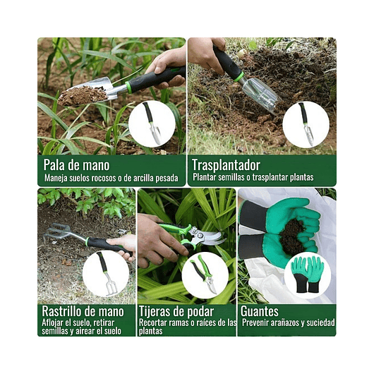 Juego De Herramientas De Jardinería x8 Unidades Antideslizantes 8