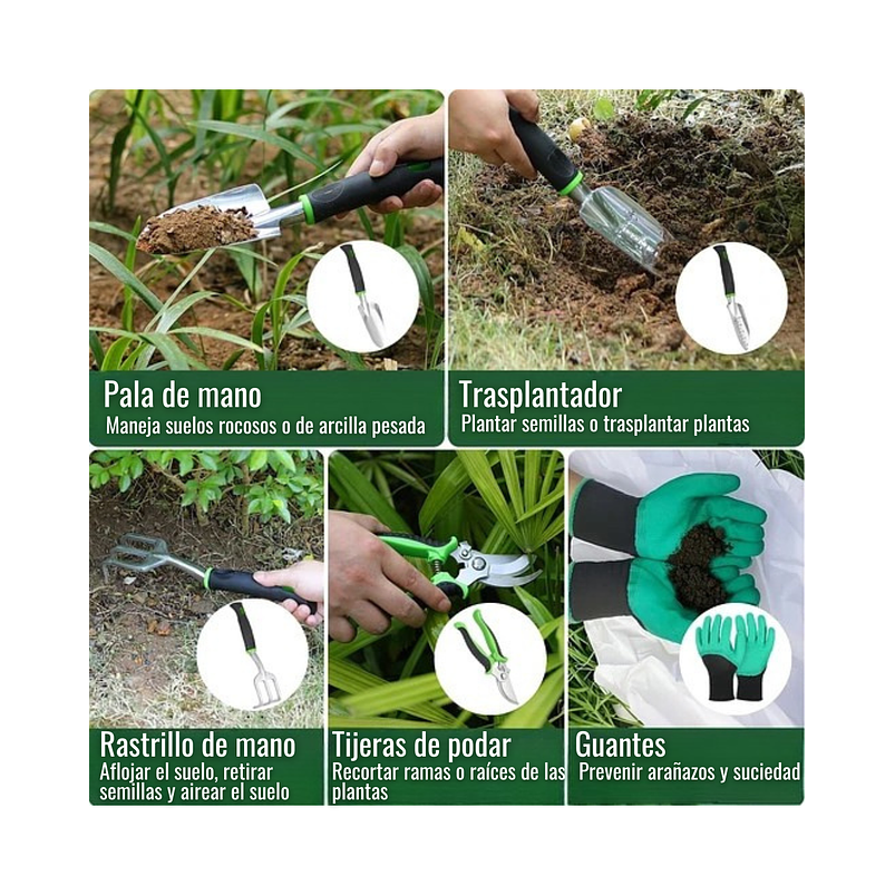 Juego De Herramientas De Jardinería x8 Unidades Antideslizantes 8