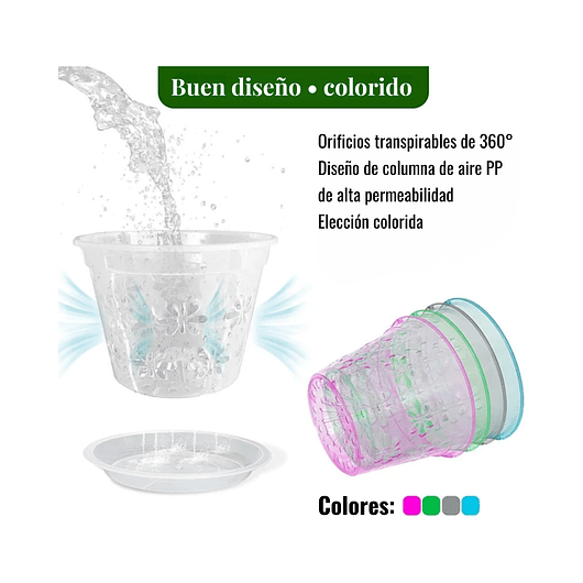 Macetas Transpirable 10cm Para Orquídeas x8 unidades con Platillo 4