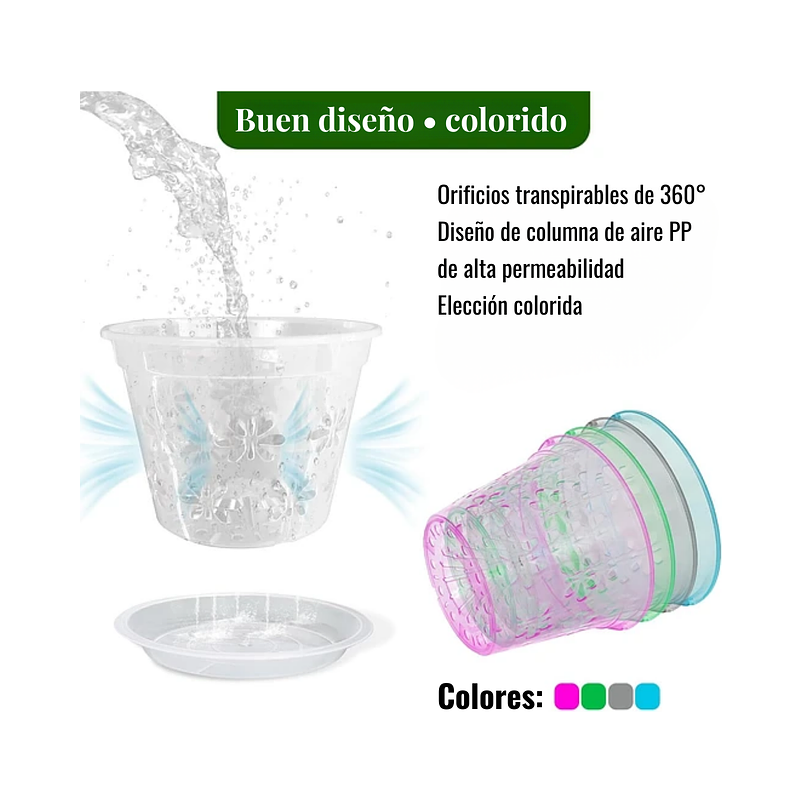 Macetas Transpirable 10cm Para Orquídeas x8 unidades con Platillo 4